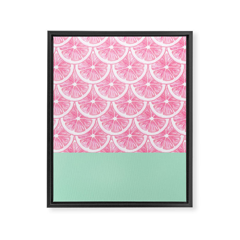 Zesty splice - pink grapefruit Framed Canvas Print Gallery Image 8