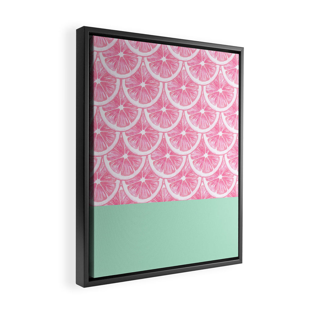 Zesty splice - pink grapefruit Framed Canvas Print Gallery Image 2