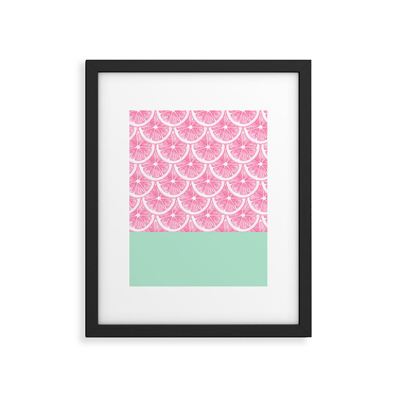 Zesty splice - pink grapefruit Framed Art Print Gallery Image 6