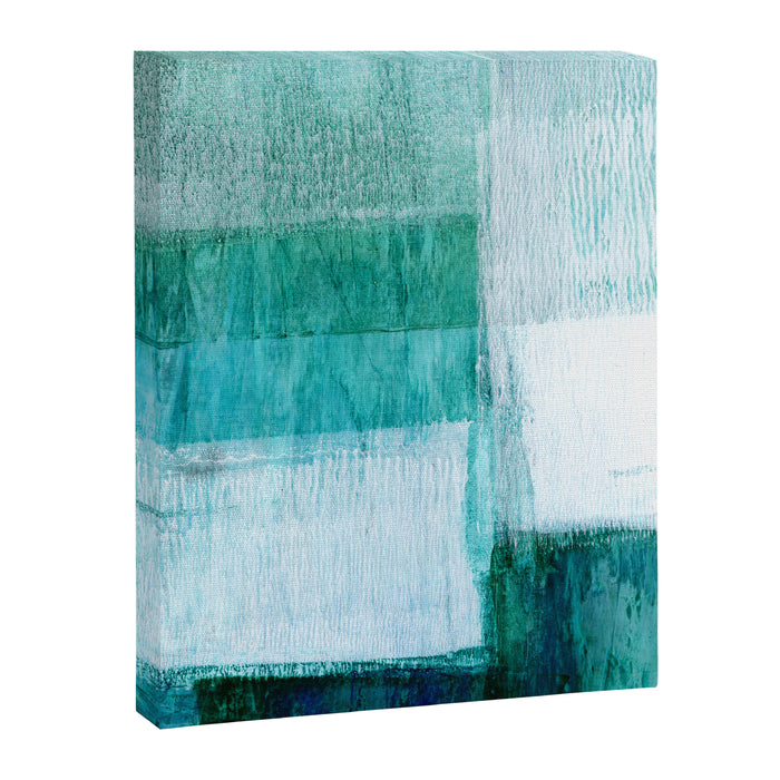 Aqua Blue Geometric Abstract Textured Painting Canvas Print Gallery Image 1