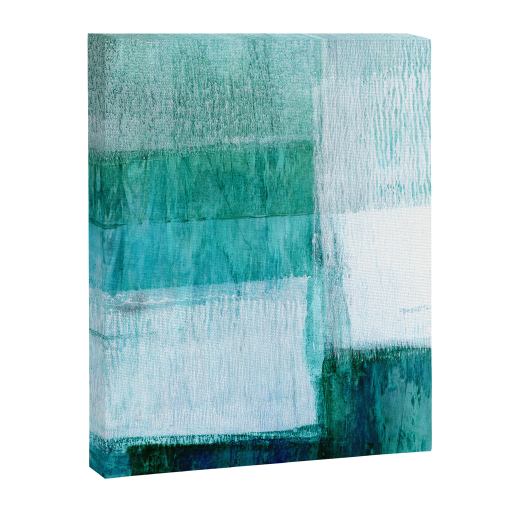 Aqua Blue Geometric Abstract Textured Painting Canvas Print Gallery Image 6