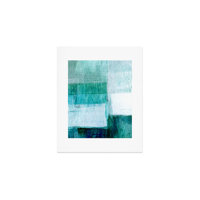 Aqua Blue Geometric Abstract Textured Painting Art Print Gallery Image 1