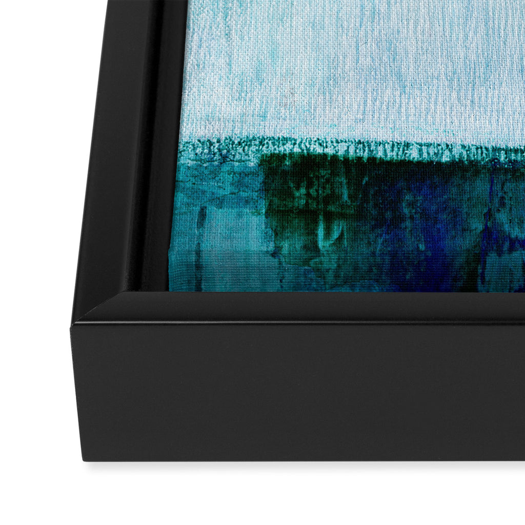 Aqua Blue Geometric Abstract Textured Painting Framed Canvas Print Gallery Image 3