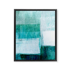 Aqua Blue Geometric Abstract Textured Painting Framed Canvas Print Gallery Image 6