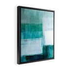Aqua Blue Geometric Abstract Textured Painting Framed Canvas Print Gallery Image 2
