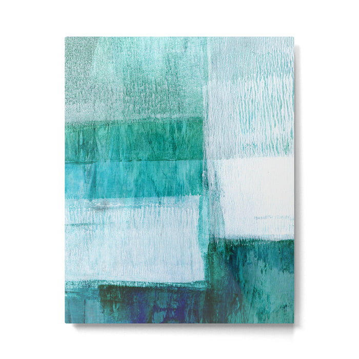 Aqua Blue Geometric Abstract Textured Painting Metal Print Gallery Image 1