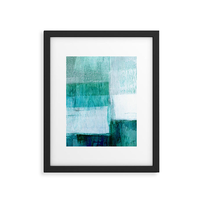 Aqua Blue Geometric Abstract Textured Painting Framed Art Print Gallery Image 1