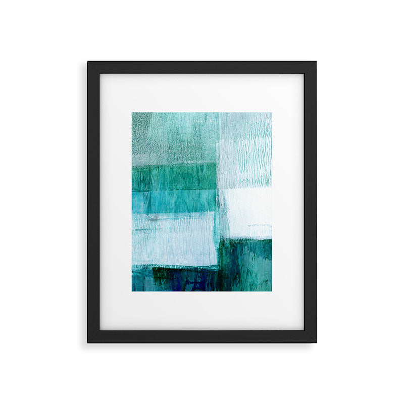 Aqua Blue Geometric Abstract Textured Painting Framed Art Print Gallery Image 5