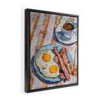 Bacon and Eggs with Coffee Watercolor Breakfast Scene Framed Canvas Print Gallery Image 2
