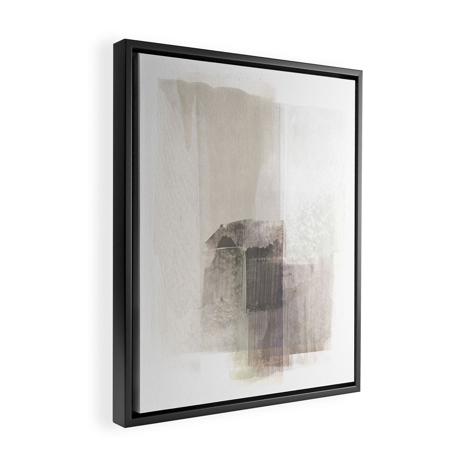 Beige and Brown Minimalist Abstract Painting Framed Canvas Print Gallery Image 2