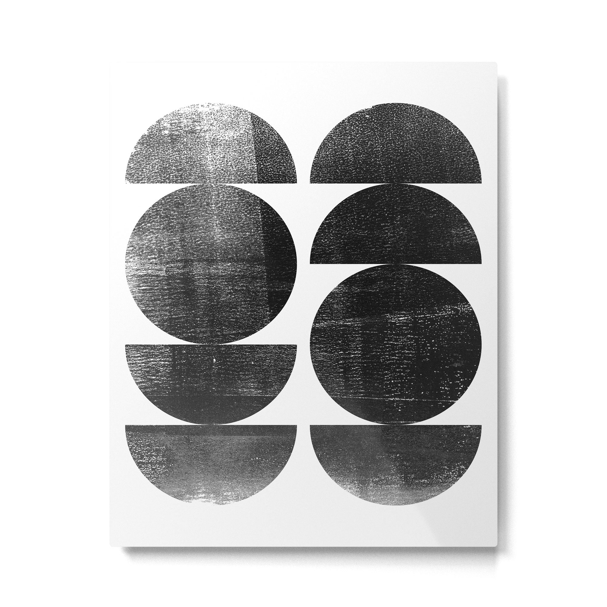 Black and White Mid Century Modern Circles Abstract Metal Print Gallery Image 4