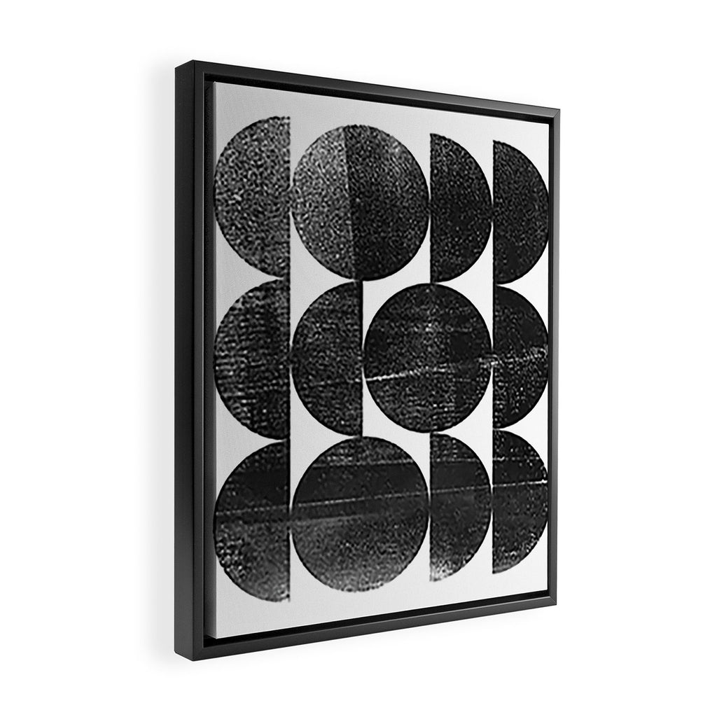 Black and White Mid Century Modern Op Art Framed Canvas Print Gallery Image 2