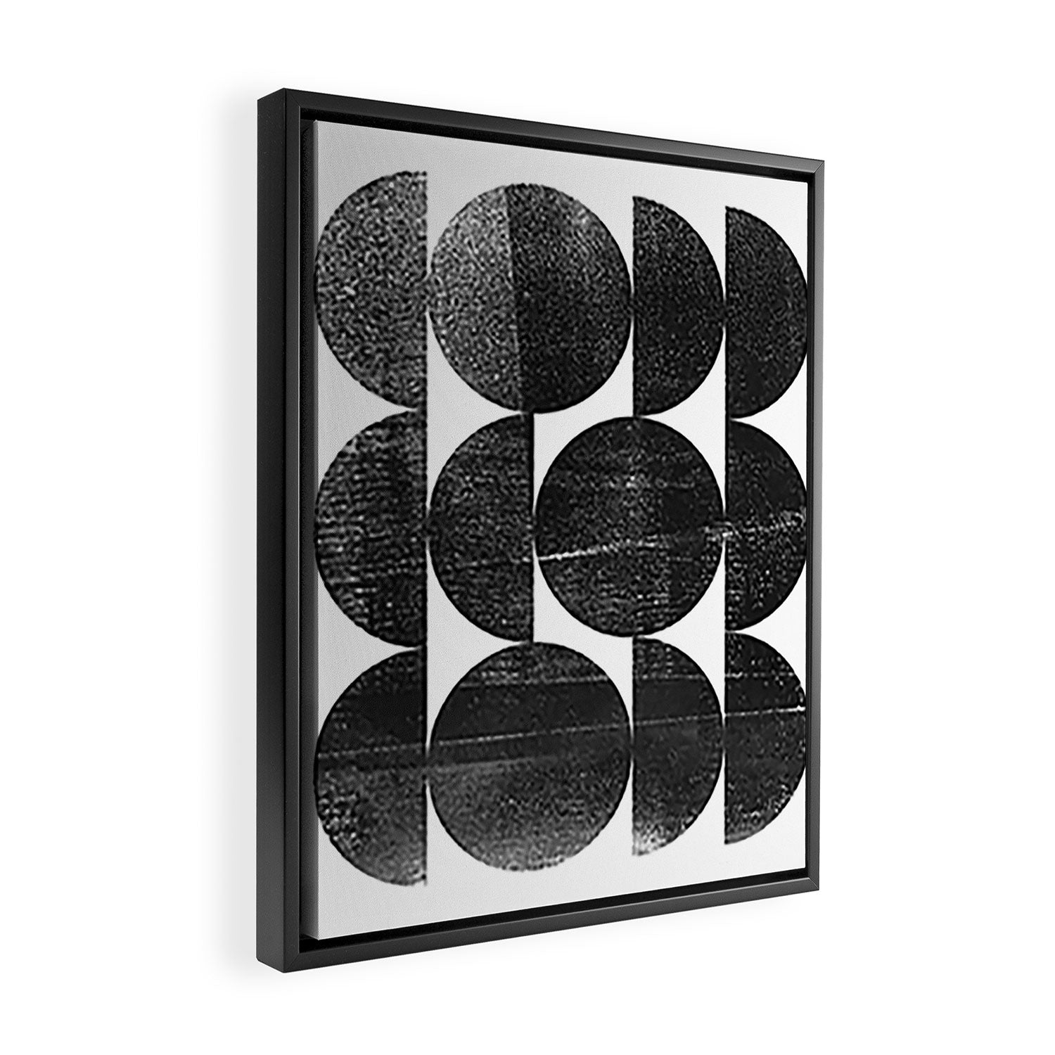 Black and White Mid Century Modern Op Art Framed Canvas Print Gallery Image 2