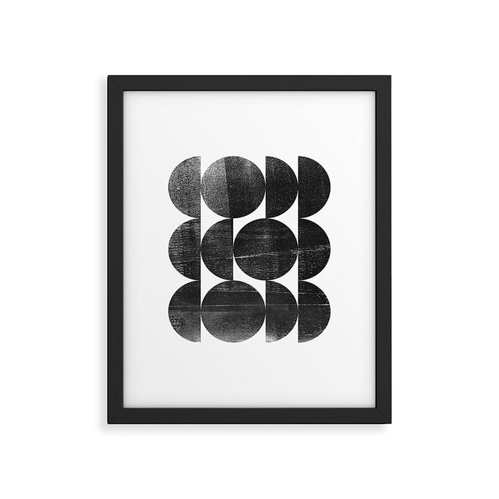 Black and White Mid Century Modern Op Art Framed Art Print Gallery Image 1