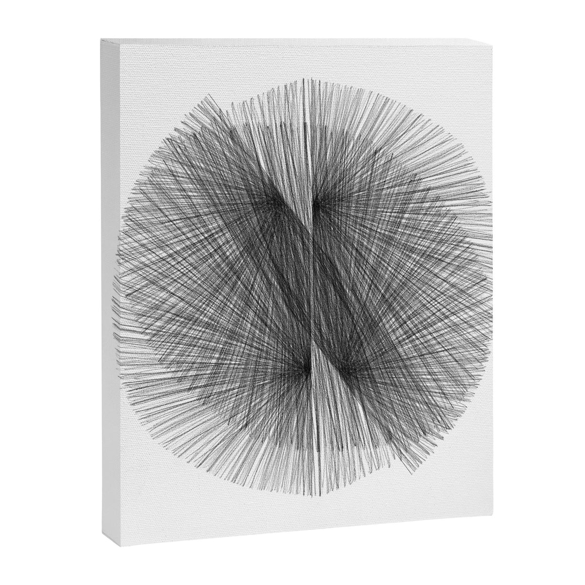 Black & White Mid Century Modern Radiating Lines Geometric Abstract Canvas Print Gallery Image 6