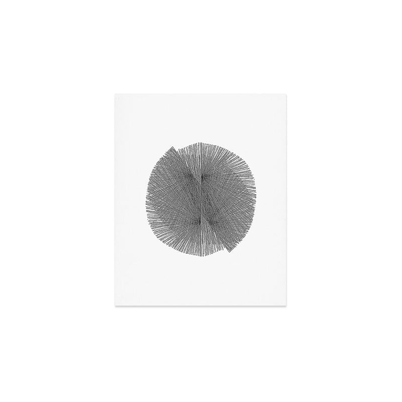 Black & White Mid Century Modern Radiating Lines Geometric Abstract Art Print Gallery Image 1