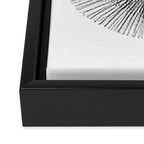 Black & White Mid Century Modern Radiating Lines Geometric Abstract Framed Canvas Print Gallery Image 3