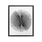Black & White Mid Century Modern Radiating Lines Geometric Abstract Framed Canvas Print Gallery Image 6