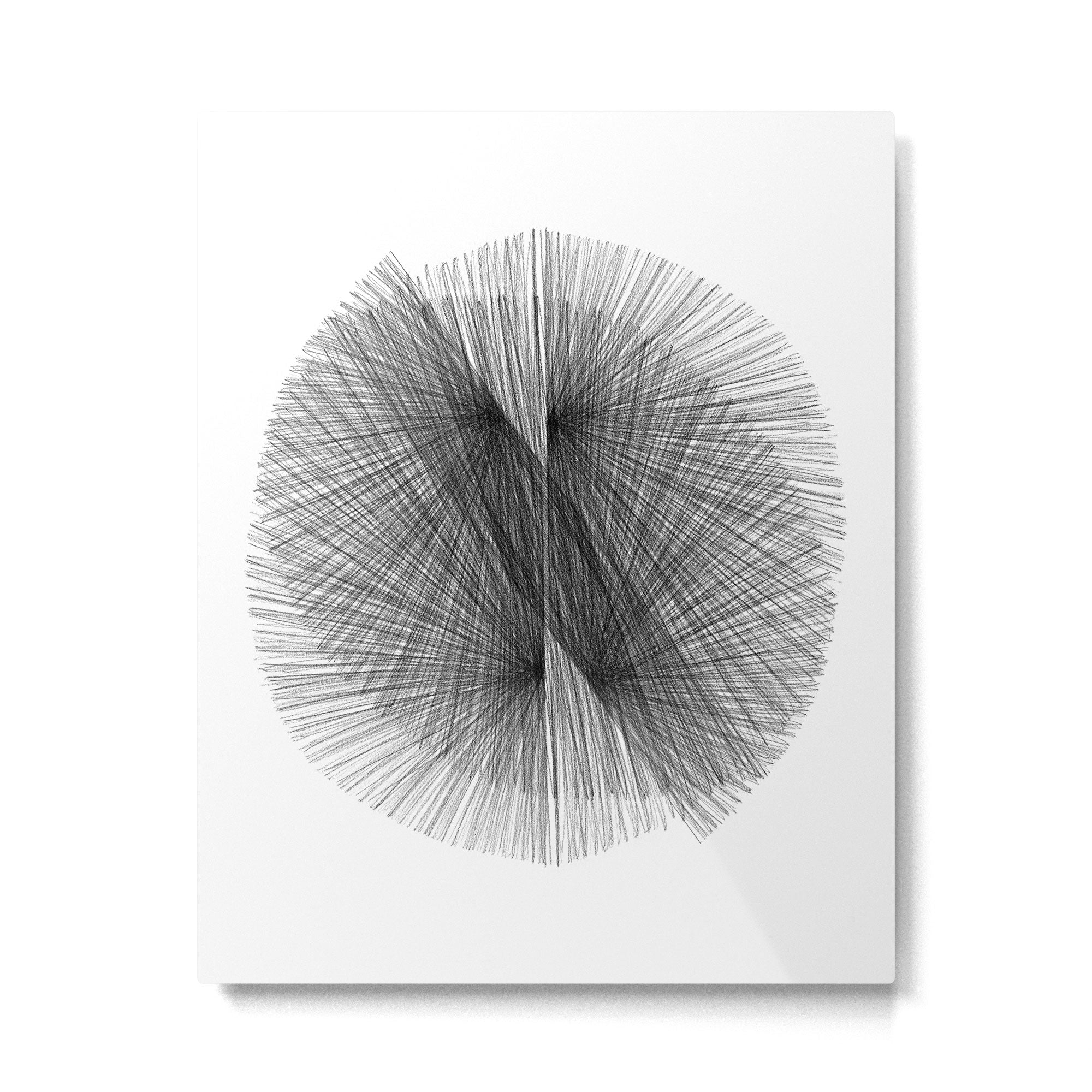 Black & White Mid Century Modern Radiating Lines Geometric Abstract Metal Print Gallery Image 4