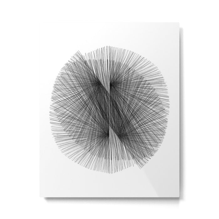 Black & White Mid Century Modern Radiating Lines Geometric Abstract Metal Print Gallery Image 1