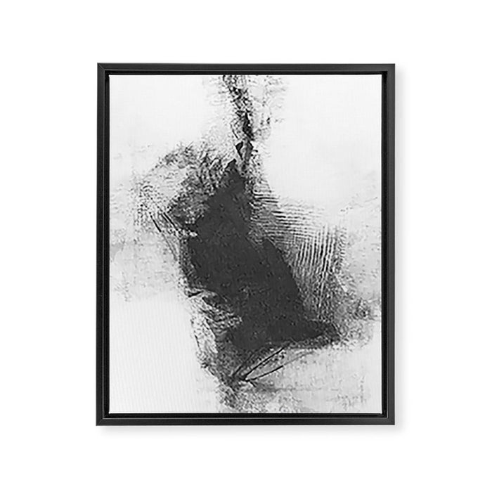 Black and White Minimalist Abstract Painting âDelve 4â Framed Canvas Print Gallery Image 1