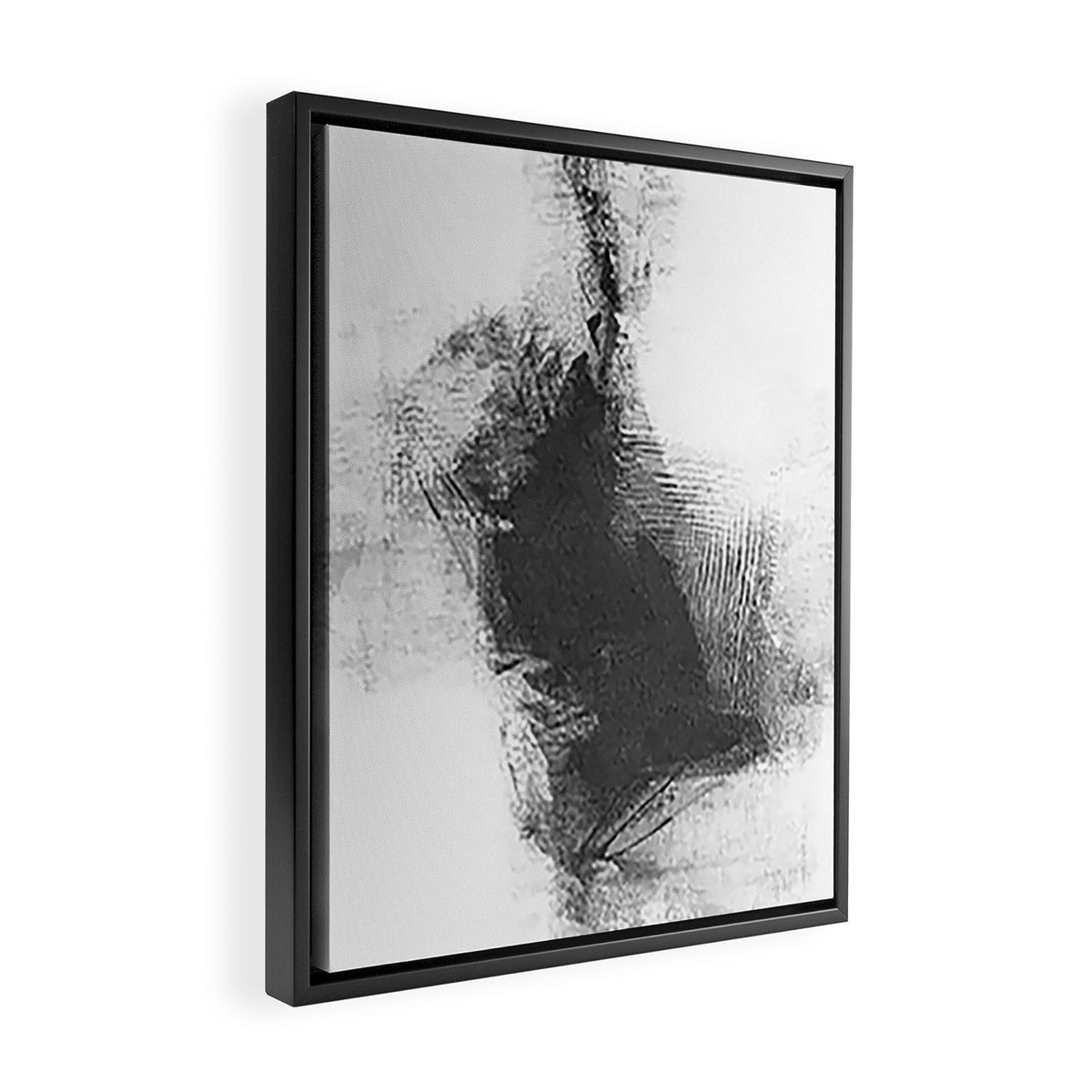 Black and White Minimalist Abstract Painting âDelve 4â Framed Canvas Print Gallery Image 2