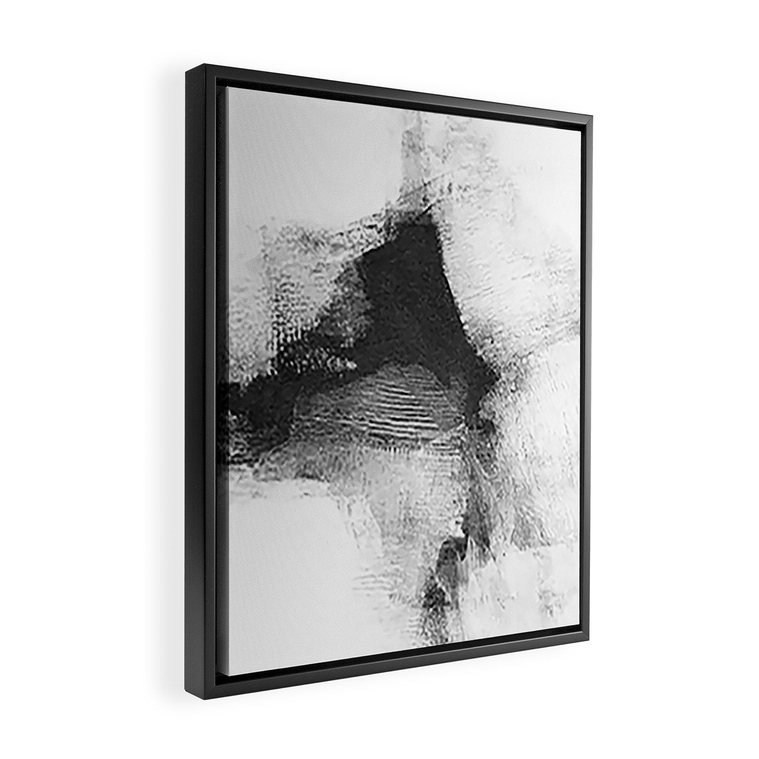 Black and White Minimalist Abstract Painting âDelve 6â Framed Canvas Print Gallery Image 2