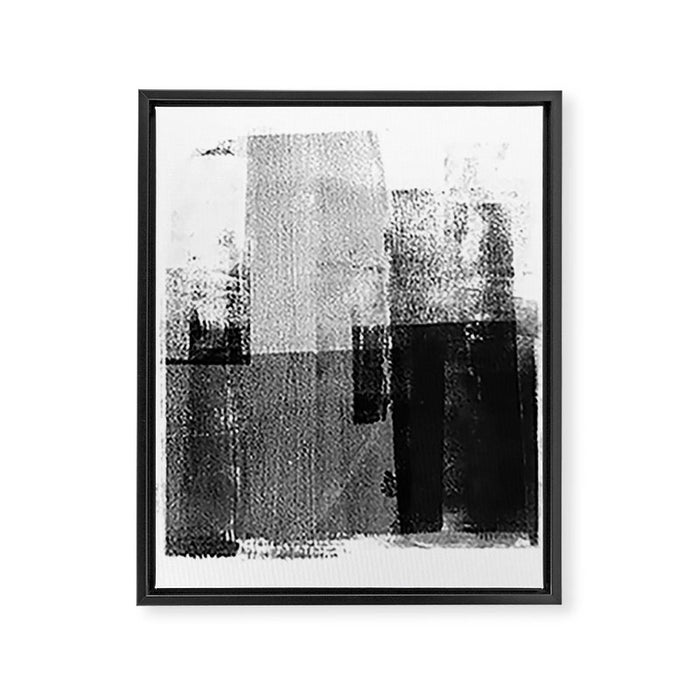 Black and White Minimalist Industrial Abstract Framed Canvas Print Gallery Image 1