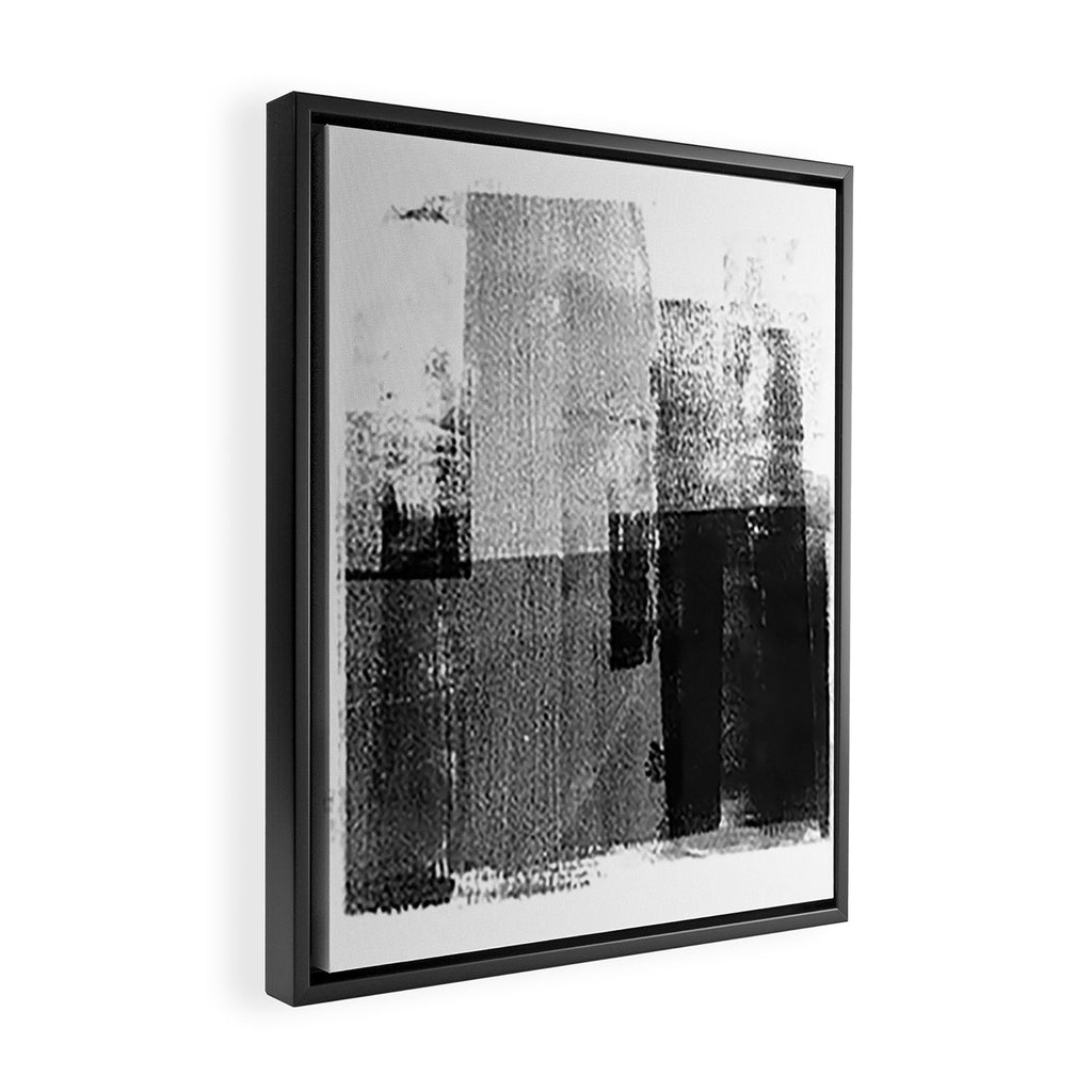 Black and White Minimalist Industrial Abstract Framed Canvas Print Gallery Image 2
