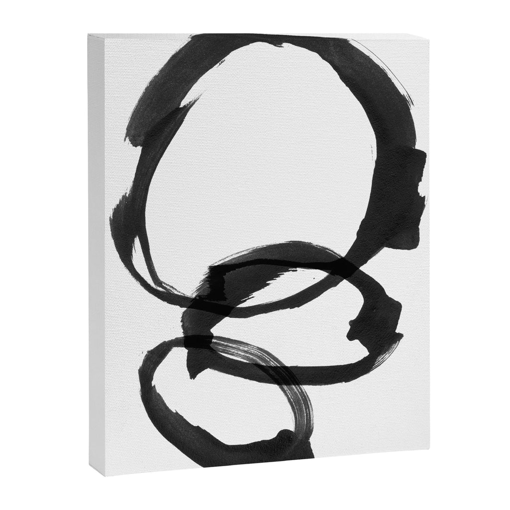 Black and White Round Abstract Shapes Minimalist Ink Painting Canvas Print Gallery Image 6
