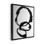Black and White Round Abstract Shapes Minimalist Ink Painting Framed Canvas Print Gallery Image 2