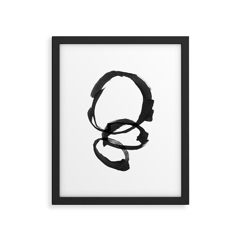 Black and White Round Abstract Shapes Minimalist Ink Painting Framed Art Print Gallery Image 5
