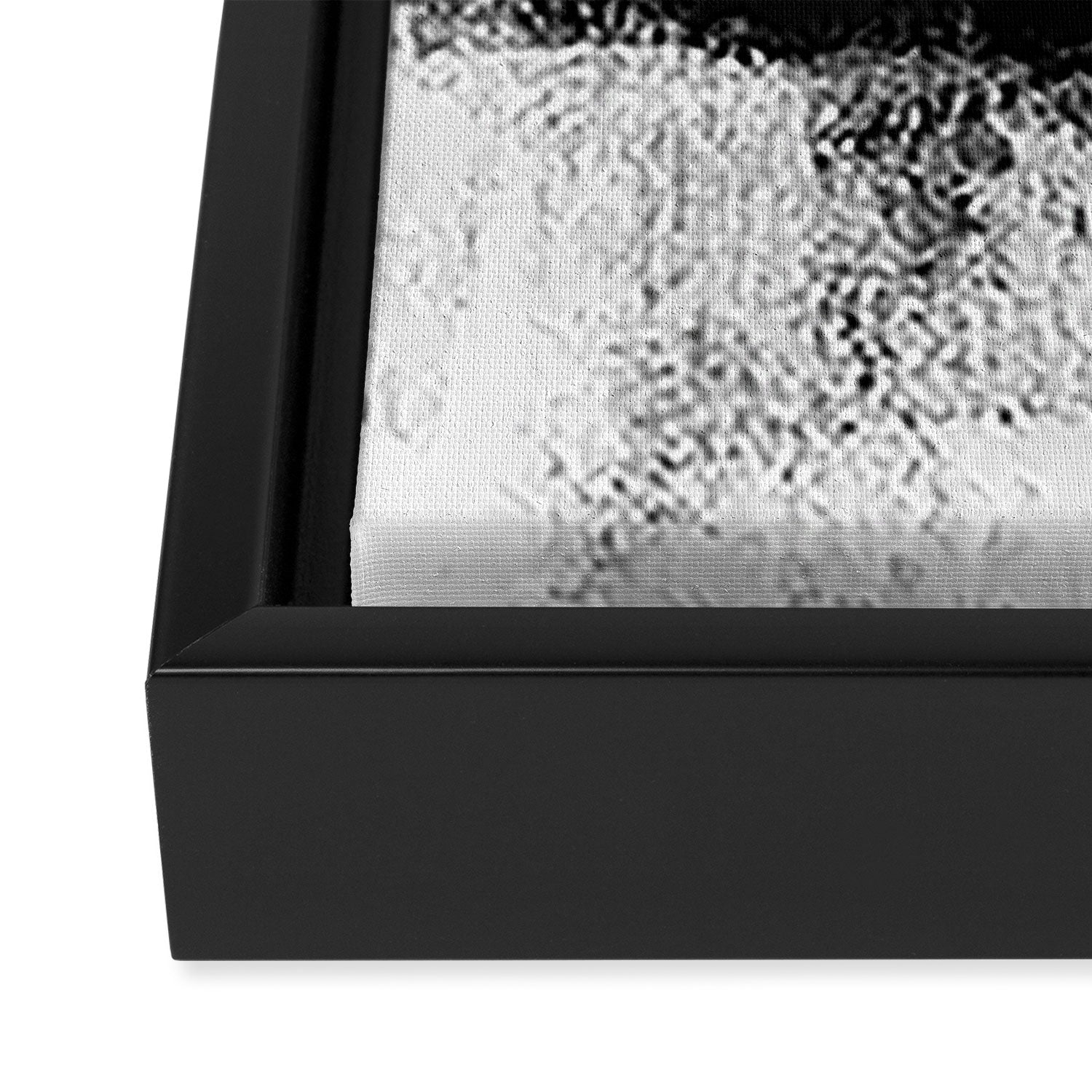 Black and White Textured Abstract Painting "Delve 2" Framed Canvas Print Gallery Image 3