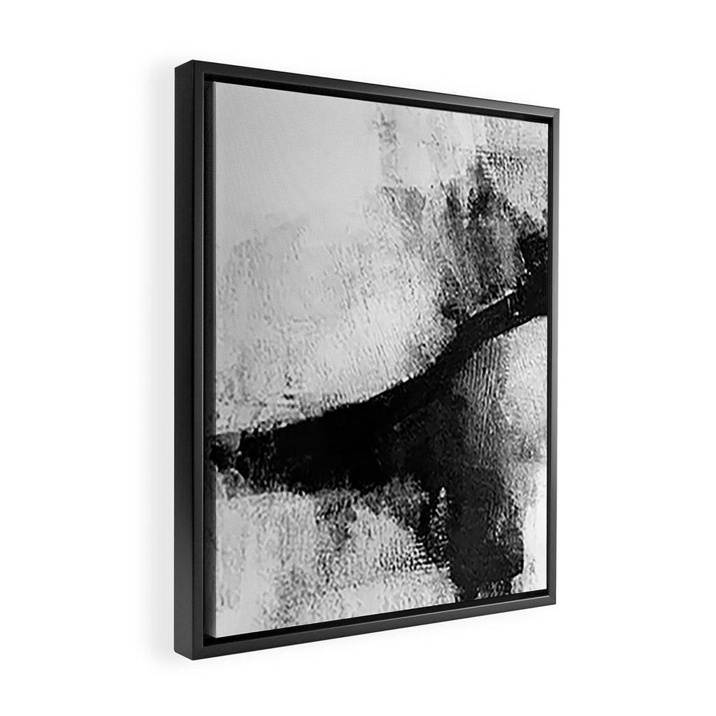 Black and White Textured Abstract Painting "Delve 2" Framed Canvas Print Gallery Image 2