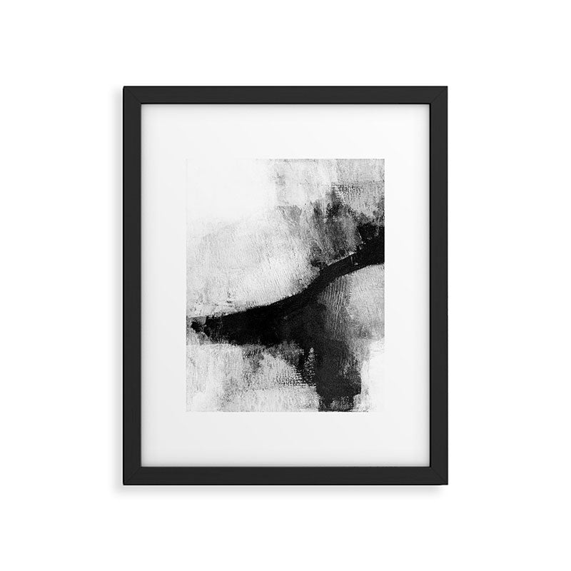 Black and White Textured Abstract Painting "Delve 2" Framed Art Print Gallery Image 4