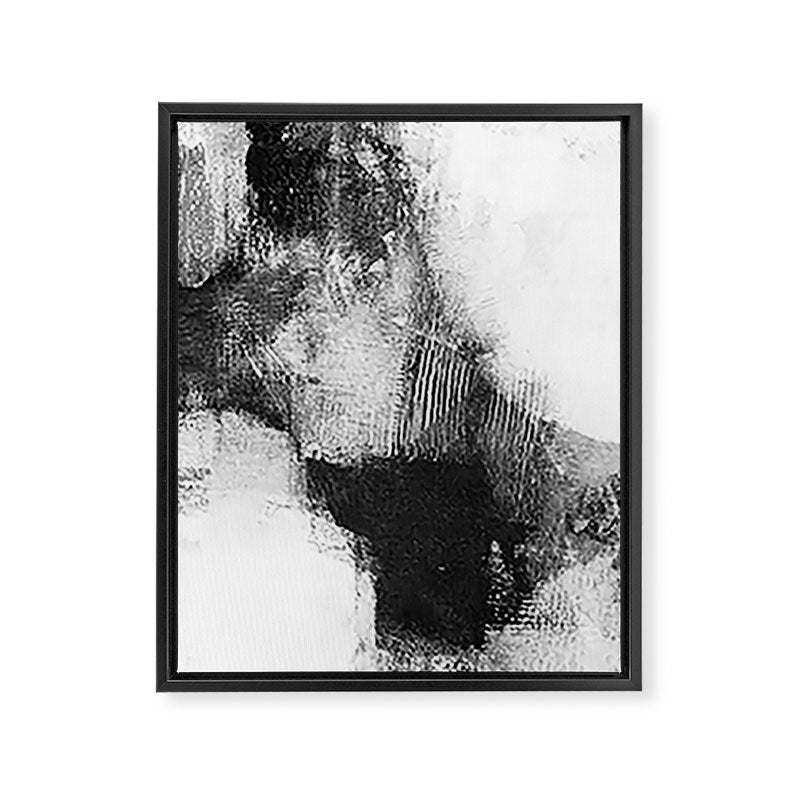 Black and White Textured Abstract Painting "Delve 3" Framed Canvas Print Gallery Image 6