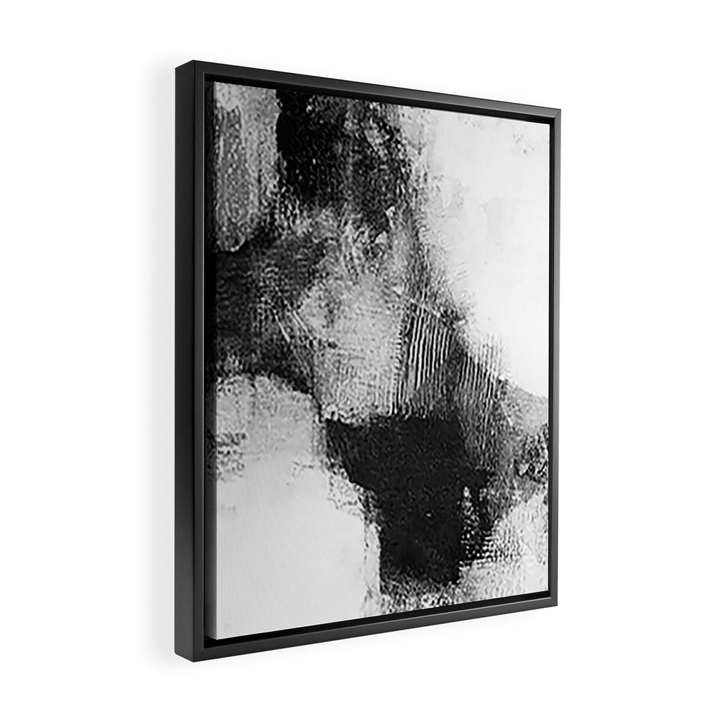 Black and White Textured Abstract Painting "Delve 3" Framed Canvas Print Gallery Image 2