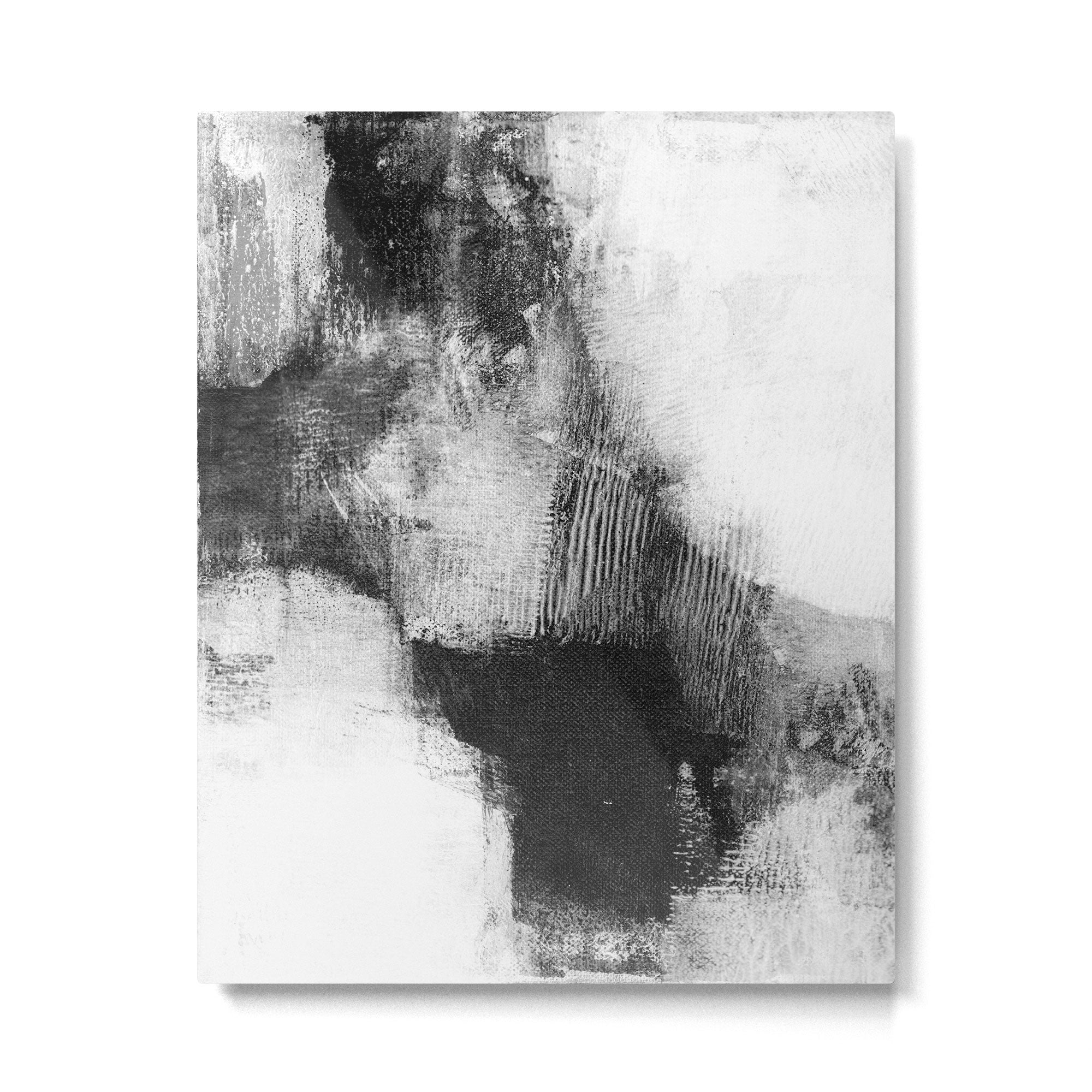 Black and White Textured Abstract Painting "Delve 3" Metal Print Gallery Image 4