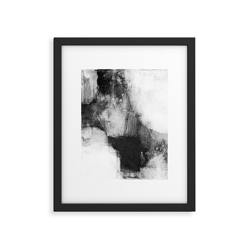 Black and White Textured Abstract Painting "Delve 3" Framed Art Print Gallery Image 5