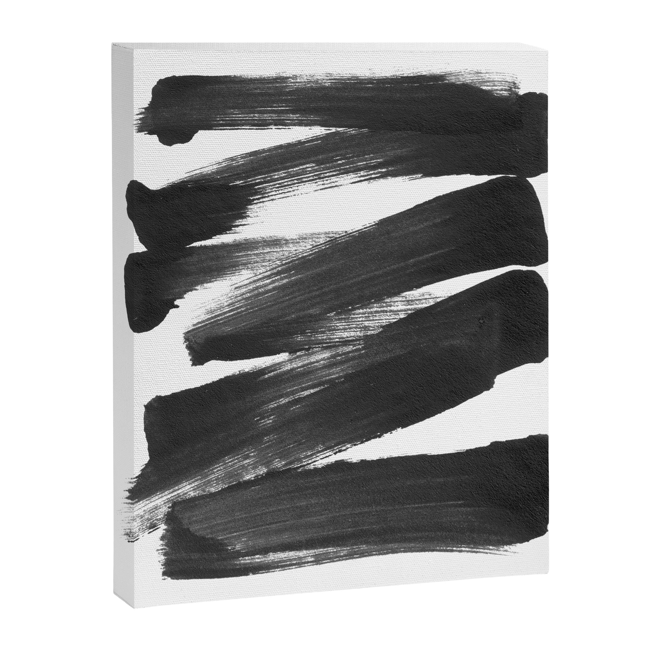 Black Brushstrokes Abstract Ink Painting Canvas Print Gallery Image 6