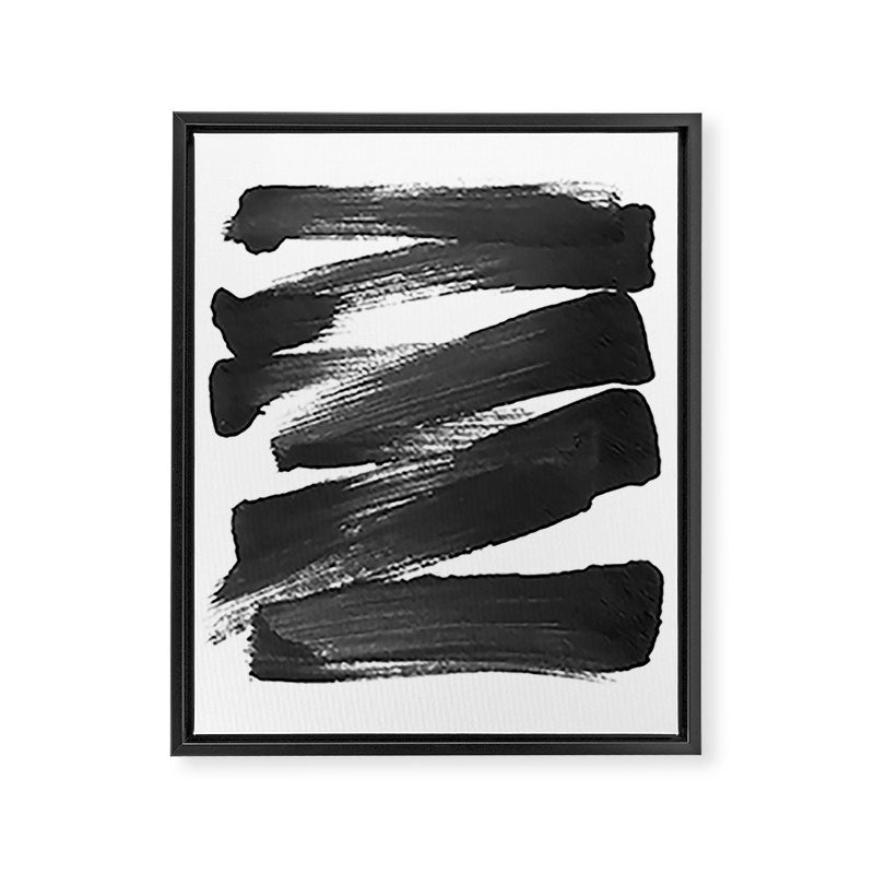 Black Brushstrokes Abstract Ink Painting Framed Canvas Print Gallery Image 6
