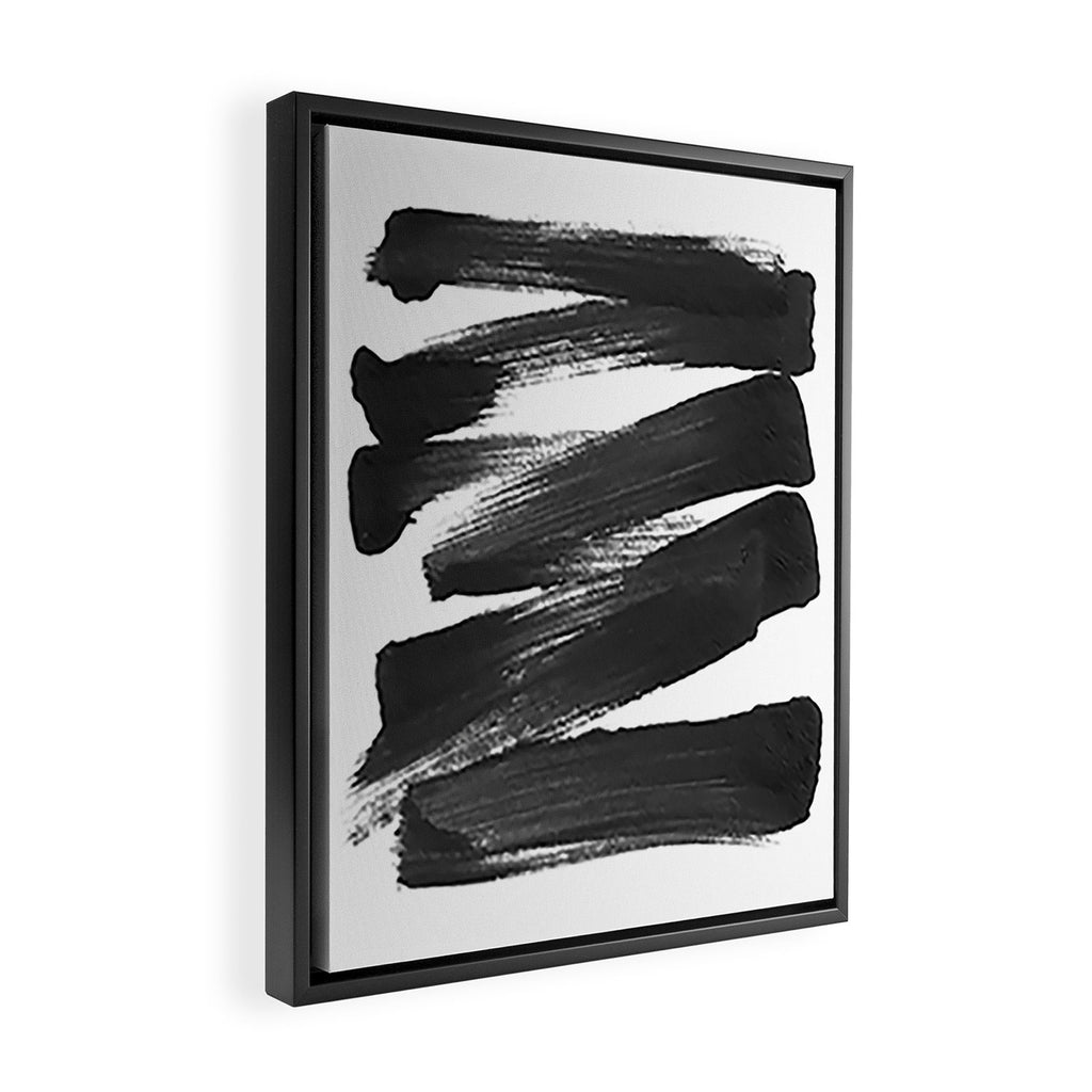 Black Brushstrokes Abstract Ink Painting Framed Canvas Print Gallery Image 2