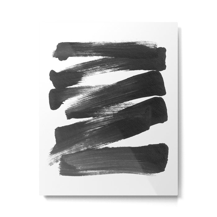 Black Brushstrokes Abstract Ink Painting Metal Print Gallery Image 1