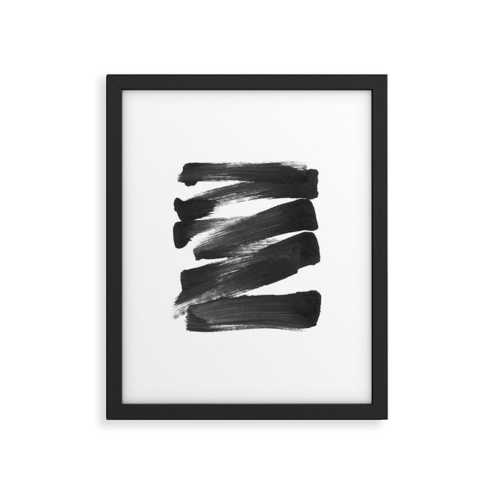 Black Brushstrokes Abstract Ink Painting Framed Art Print Gallery Image 1