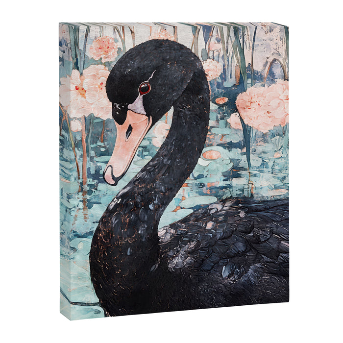 Black Swan Watercolor Canvas Print Gallery Image 1