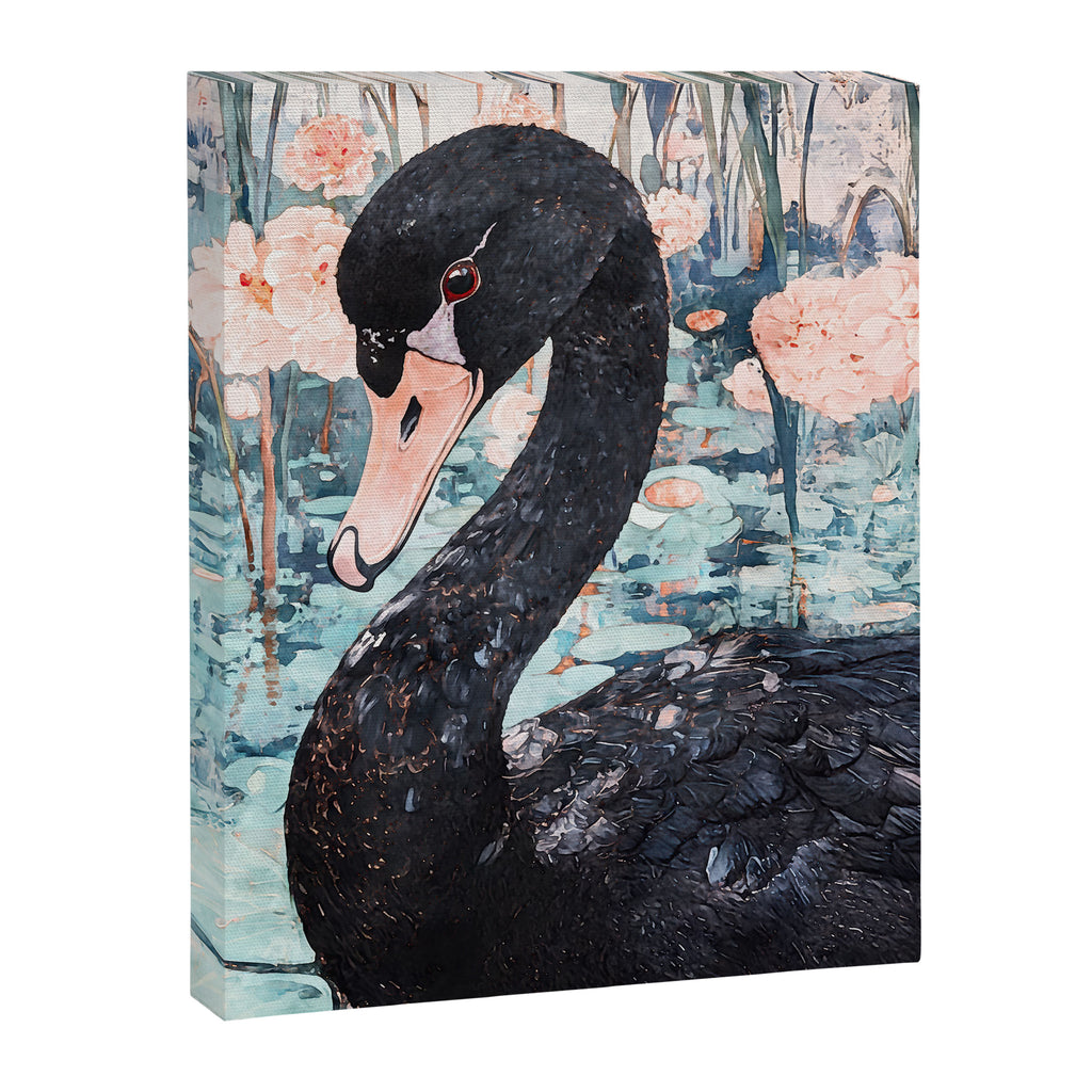 Black Swan Watercolor Canvas Print Gallery Image 6