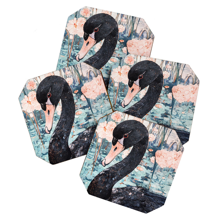 Black Swan Watercolor Coaster Gallery Image 1