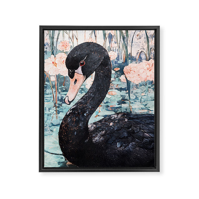 Black Swan Watercolor Framed Canvas Print Gallery Image 6
