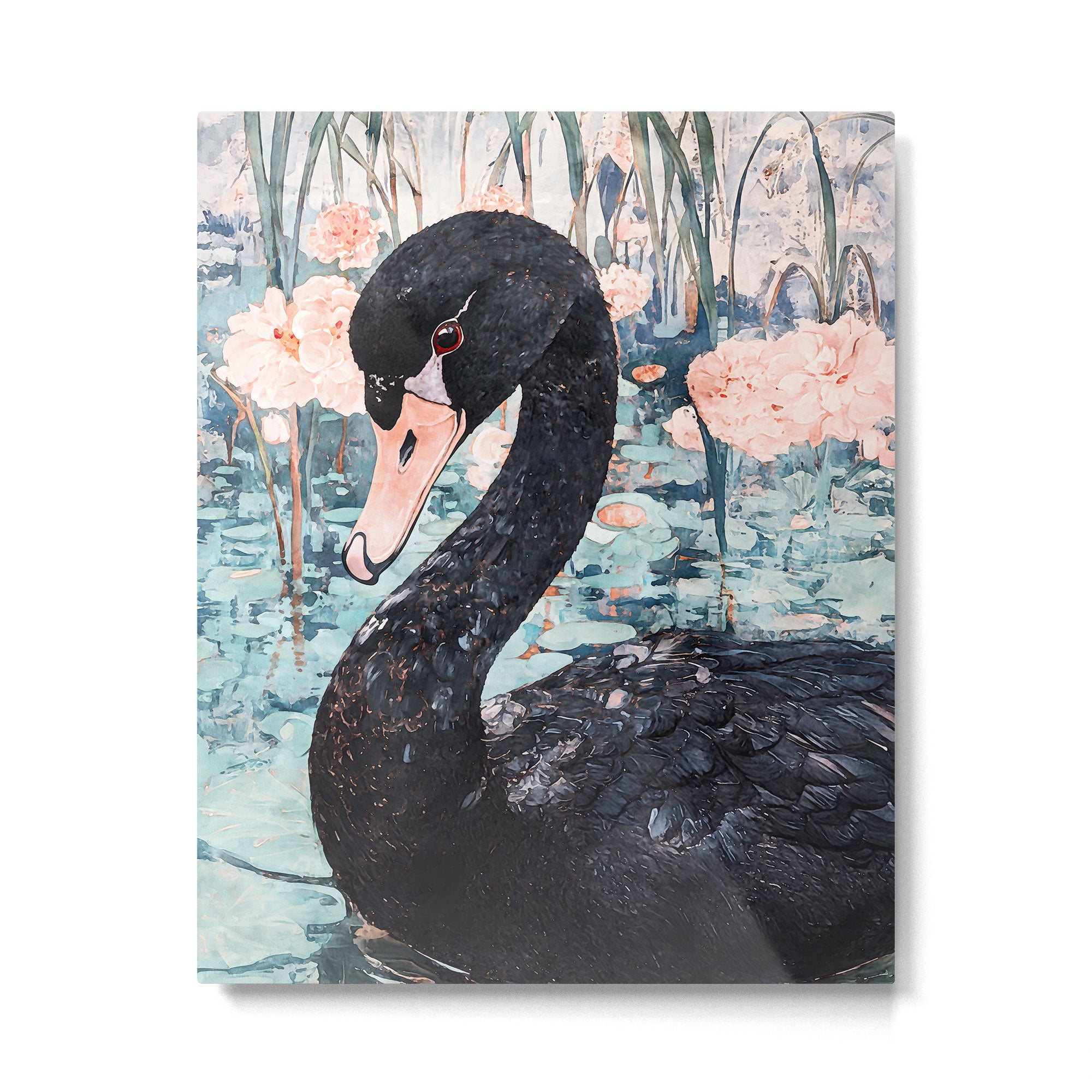 Black Swan Watercolor Metal Print Gallery Image 4