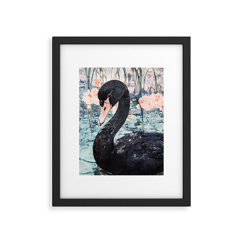 Black Swan Watercolor Framed Art Print Gallery Image 5